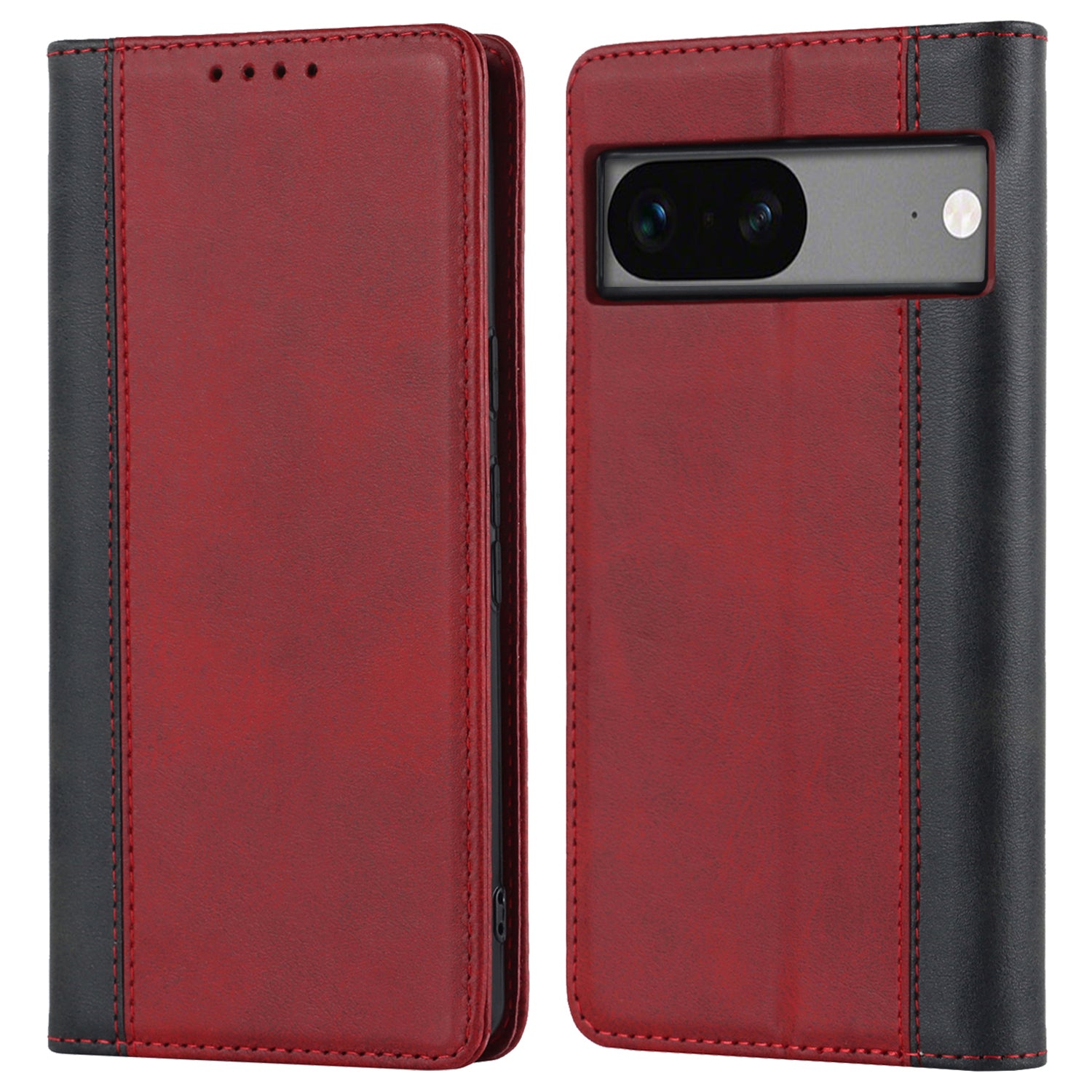 PU Leather Phone Case For Google Pixel 7a Bi-color Splicing Calf Texture Shockproof Magnetic Phone Cover with Stand Wallet PU Leather Phone Case For Google Pixel 7a Bi-color Splicing Calf Texture Shockproof Magnetic Phone Cover with Stand Wallet